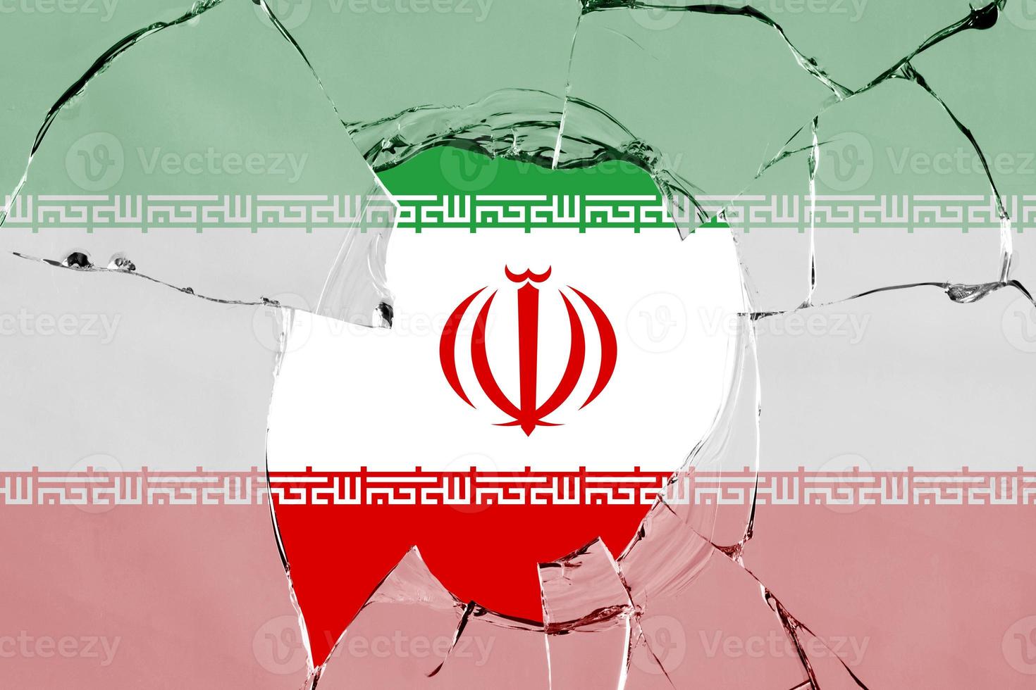 3D Flag of Iran on glass photo