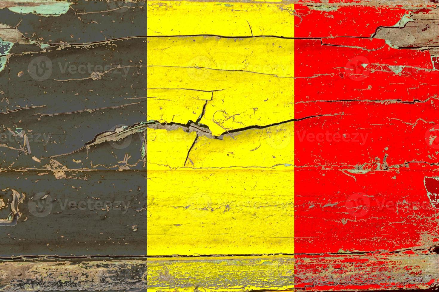 3D Flag of Belgium on wood photo