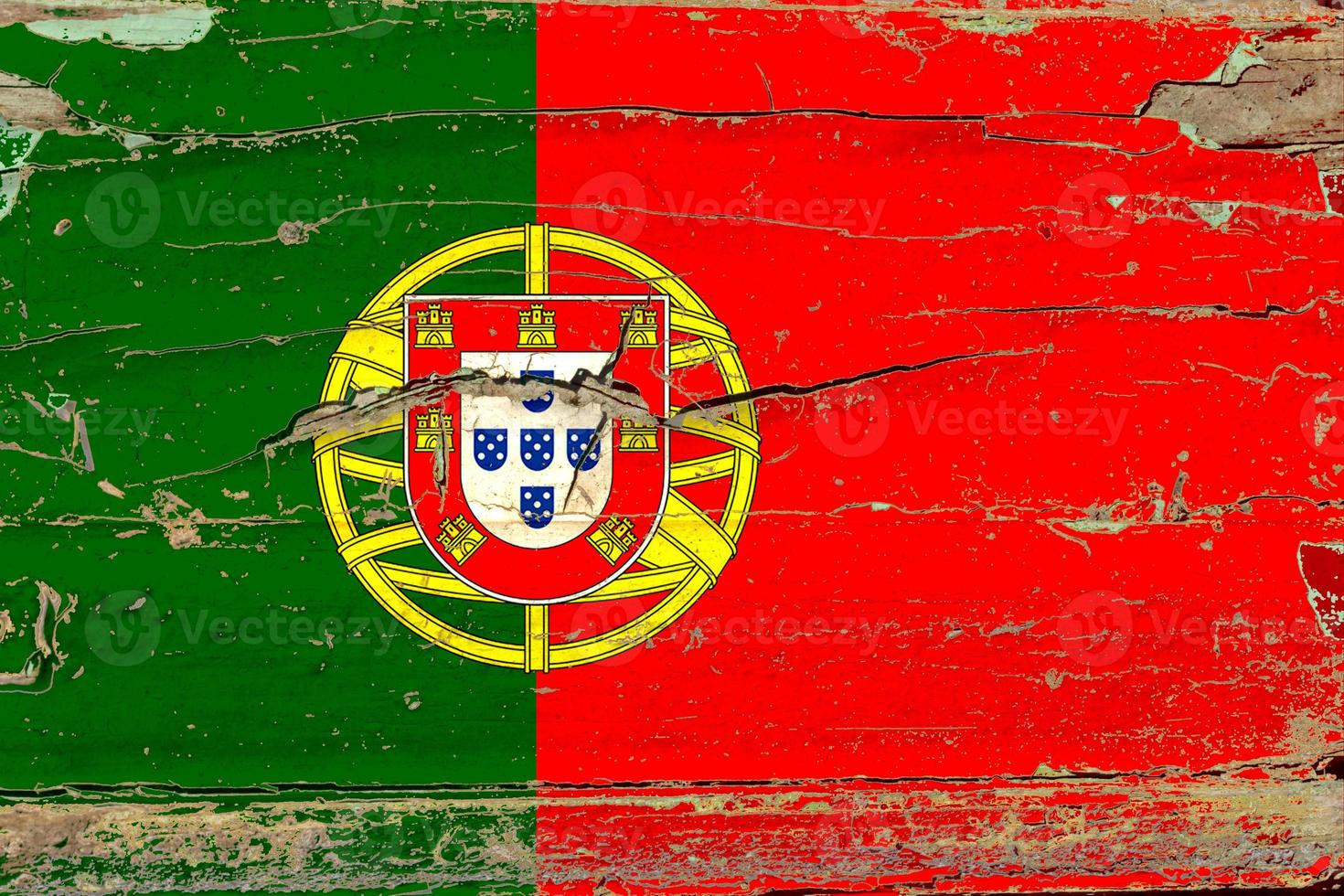 3D Flag of Portugal on wood photo