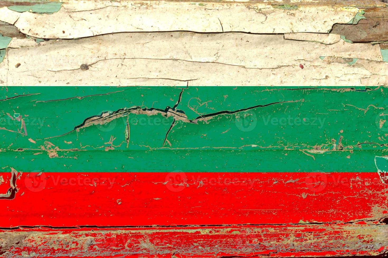 3D Flag of Bulgaria on wood photo