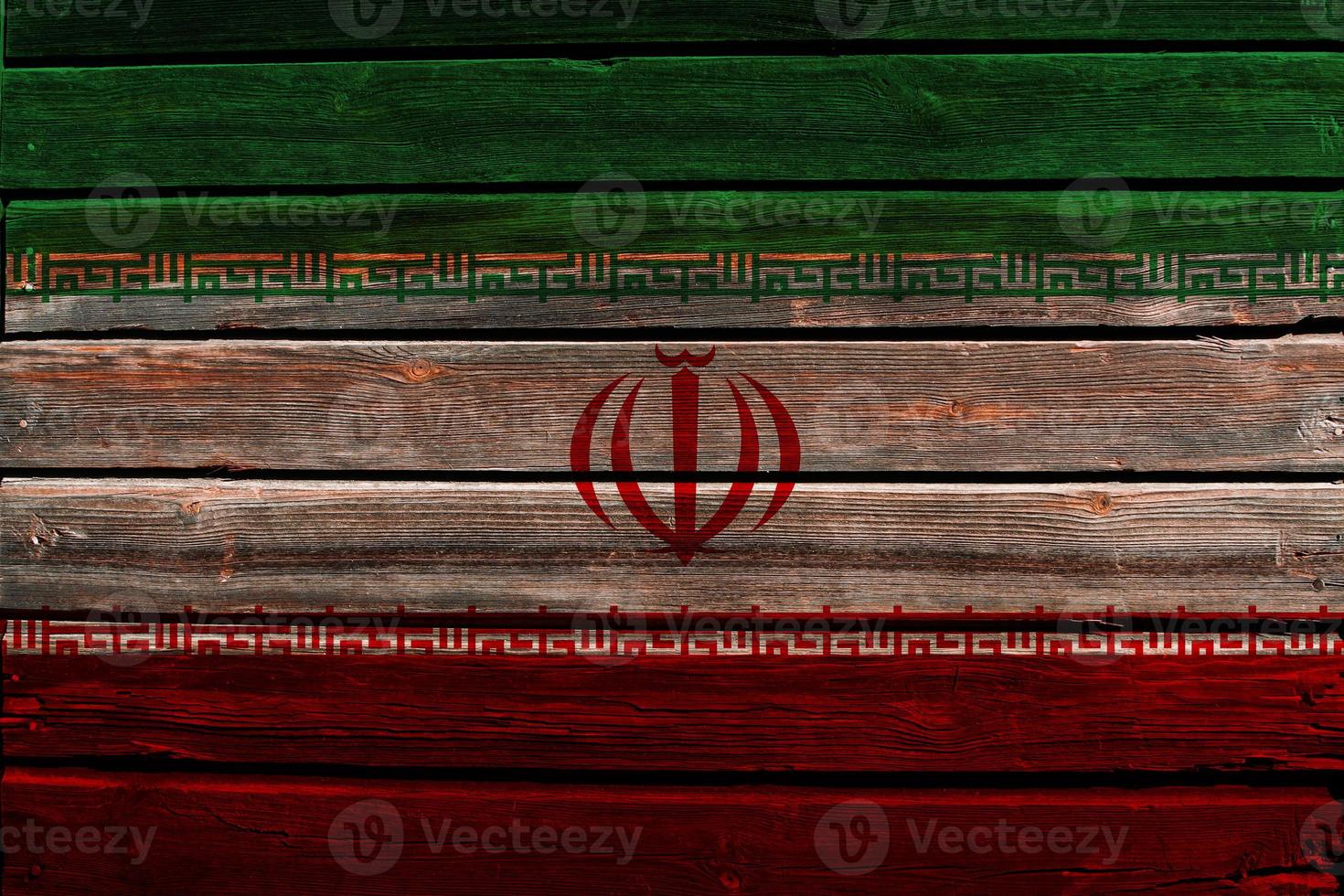 3D Flag of Iran on wood photo