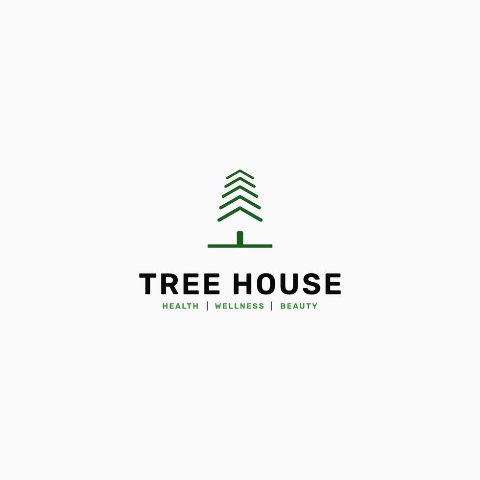 logotipo de la casa de la naturaleza verde casa del árbol verde vector