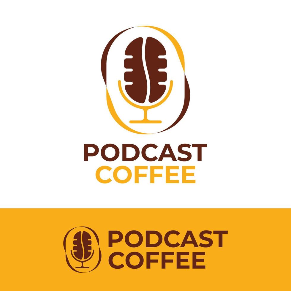 diseño de ilustración vectorial del logotipo de podcast y café, símbolo de micrófono y grano de café para la inspiración de la plantilla de diseño del logotipo de podcast, elemento del logotipo de podcast vector