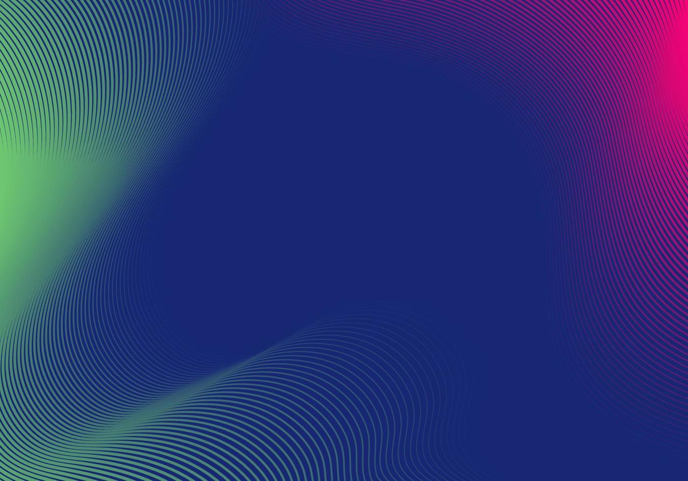 Abstract modern fluid wave blend lines green and pink on blue background vector