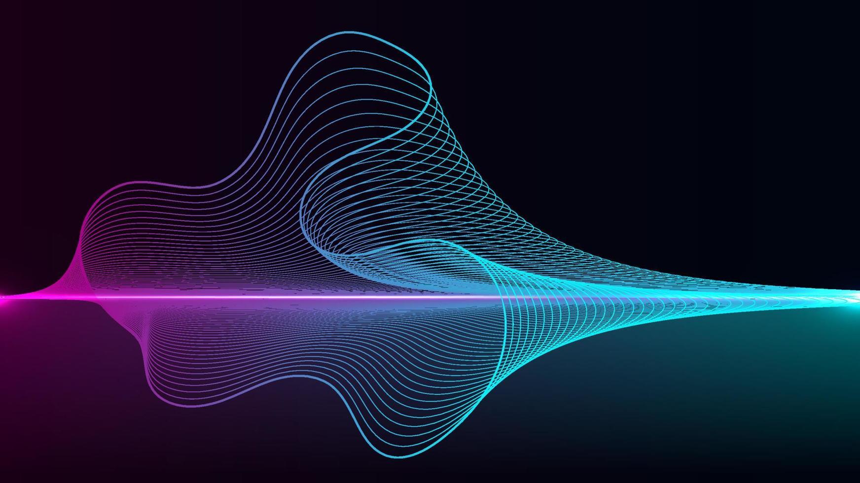 Abstract dynamic wavy lines neon color lighting elements on black background technology digital futuristic style vector