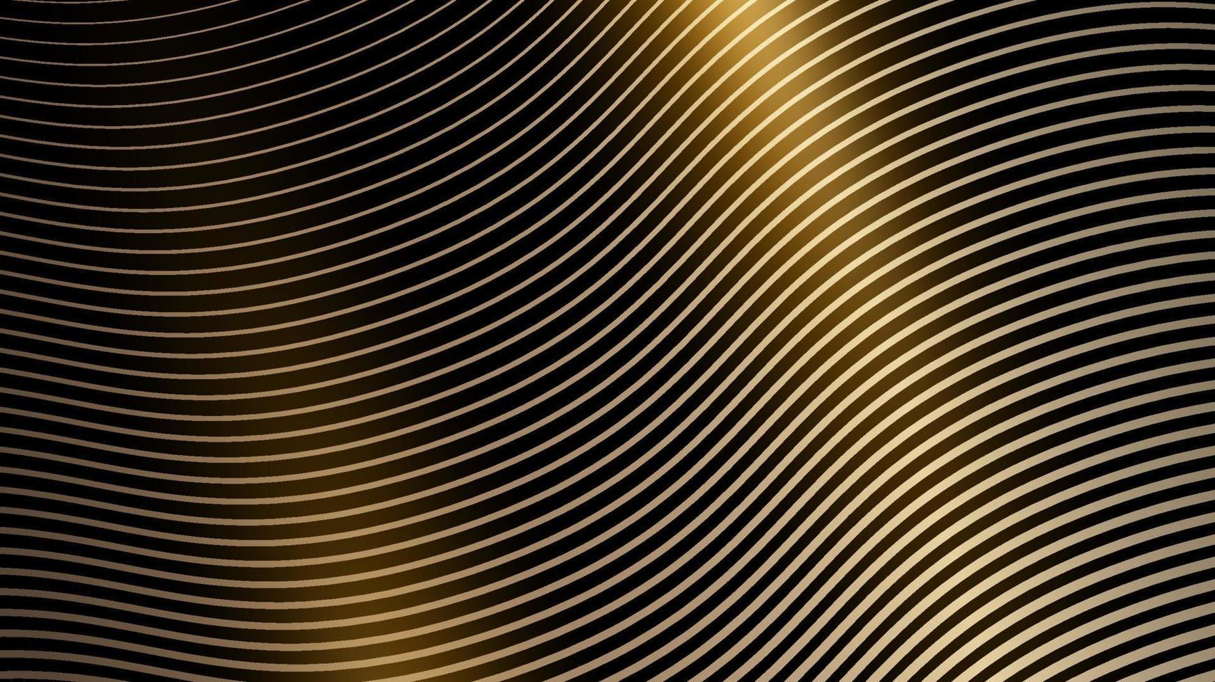 Abstract elegant golden lines wave pattern design on black background and texture luxury style vector