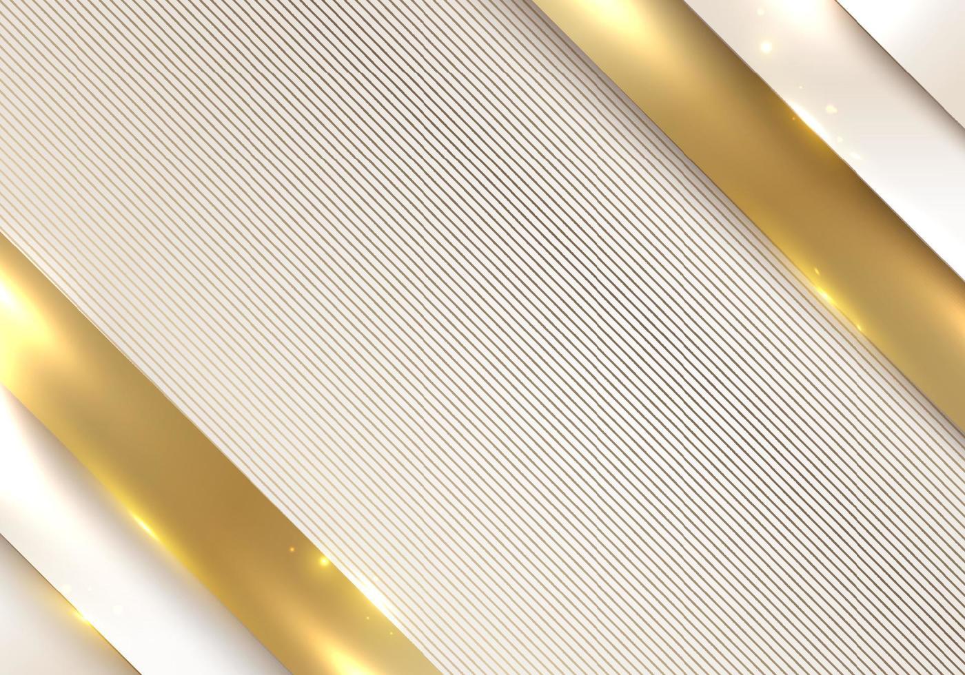 Abstract background white and gold diagonal layer stripes pattern with lighting sparkle decoration luxury style vector