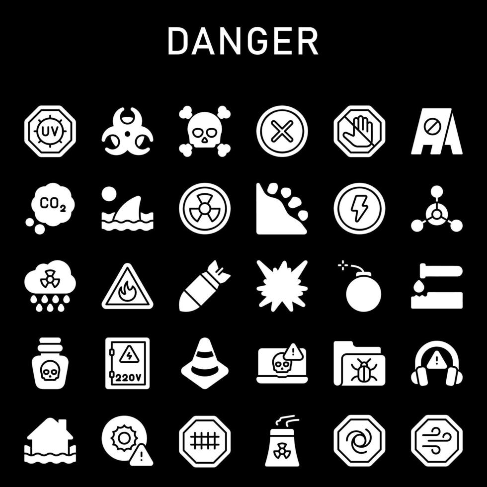 paquete de iconos de peligro vector