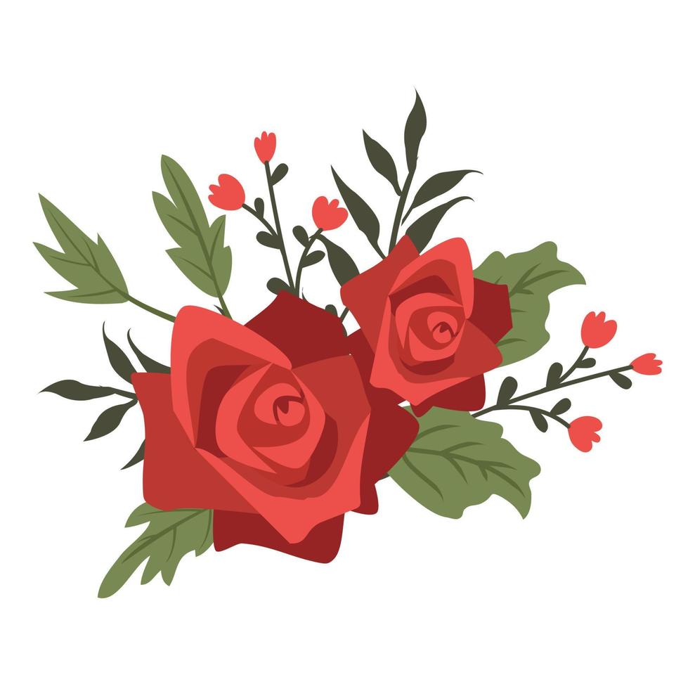 elemento de decoración de ramo de flores de rosa roja vector