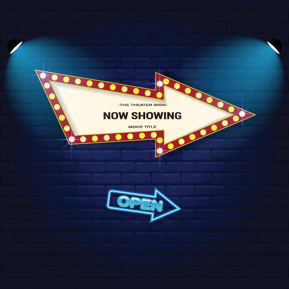 Retro Cinema with Sparking Blue Color and Blue Neon vector