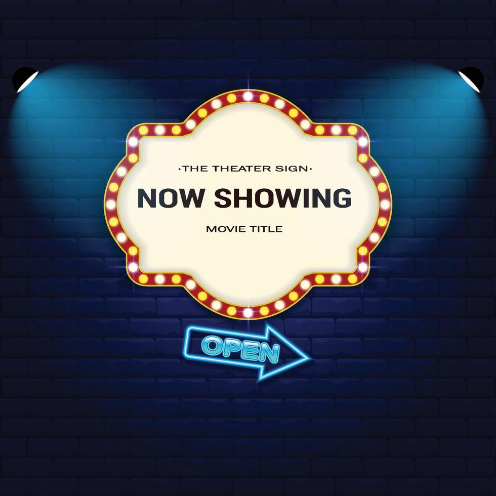 Retro Cinema with Sparking Blue Color and Blue Neon vector