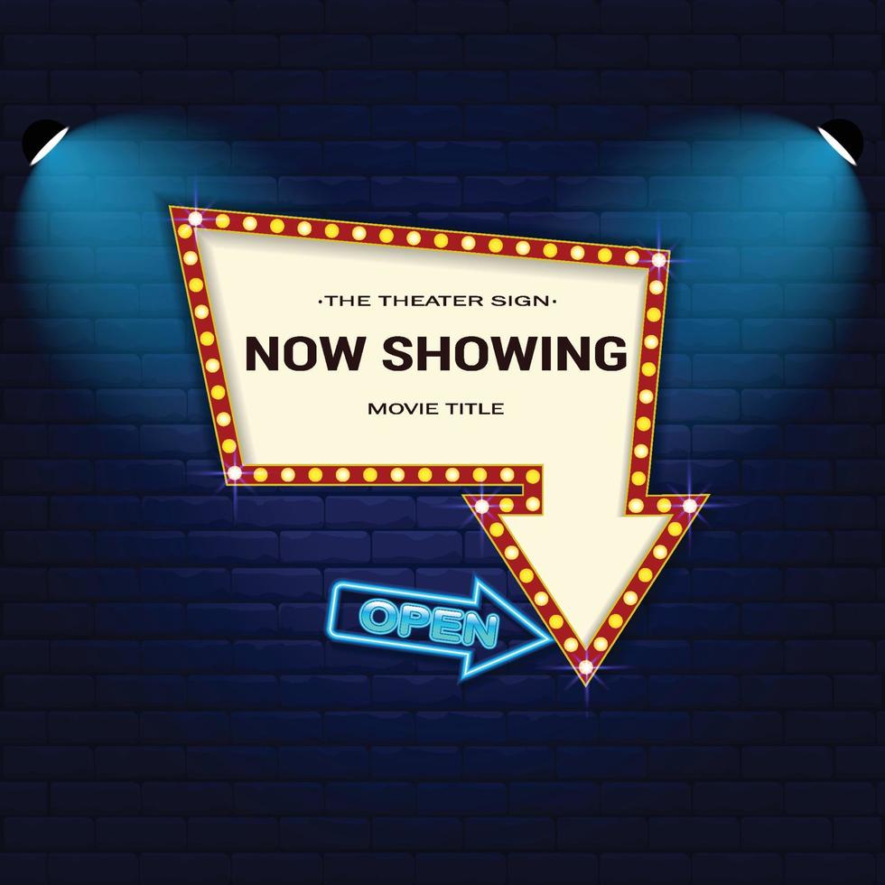 Retro Cinema with Sparking Blue Color and Blue Neon vector