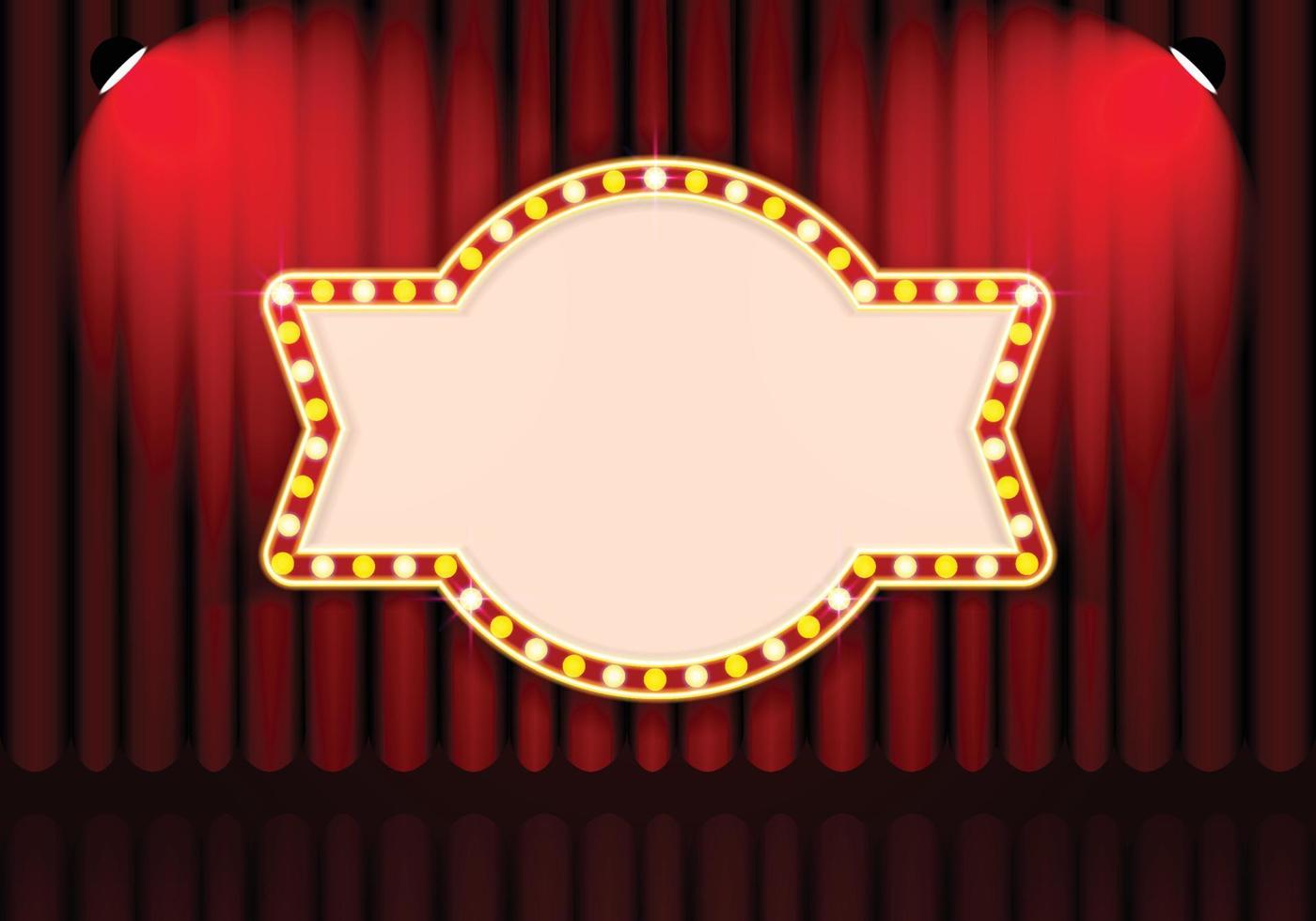 Vintage Curtain with Retro Cinema and Spotlights vector
