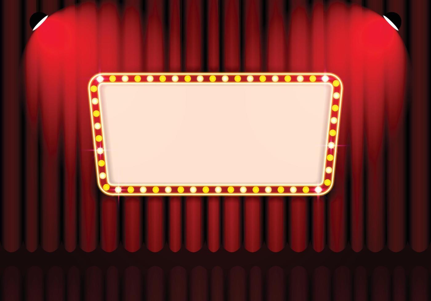 Vintage Curtain with Retro Cinema and Spotlights vector