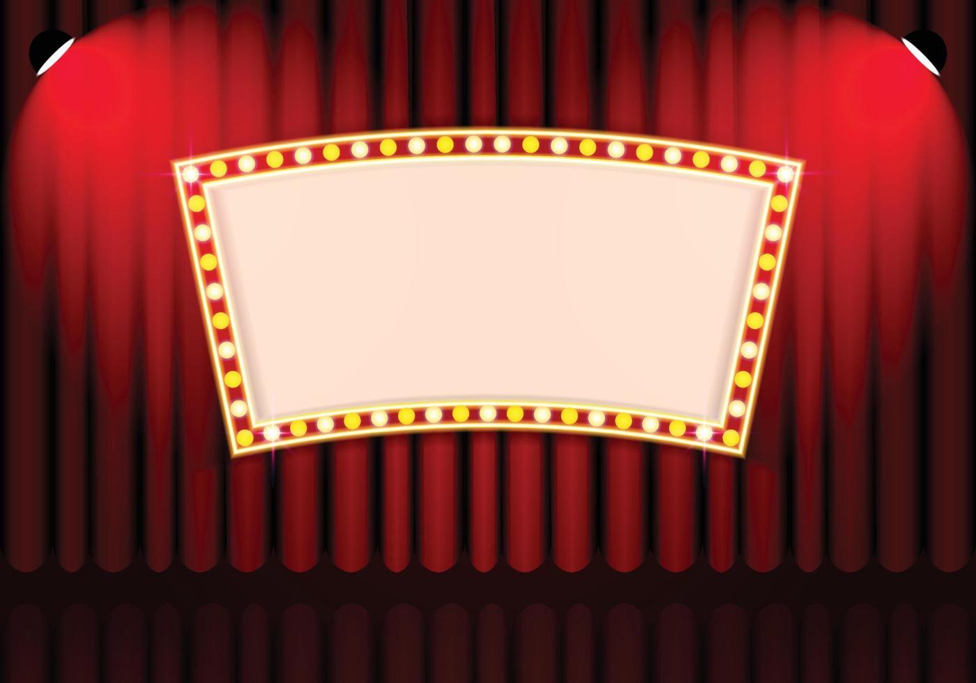 Vintage Curtain with Retro Cinema and Spotlights vector