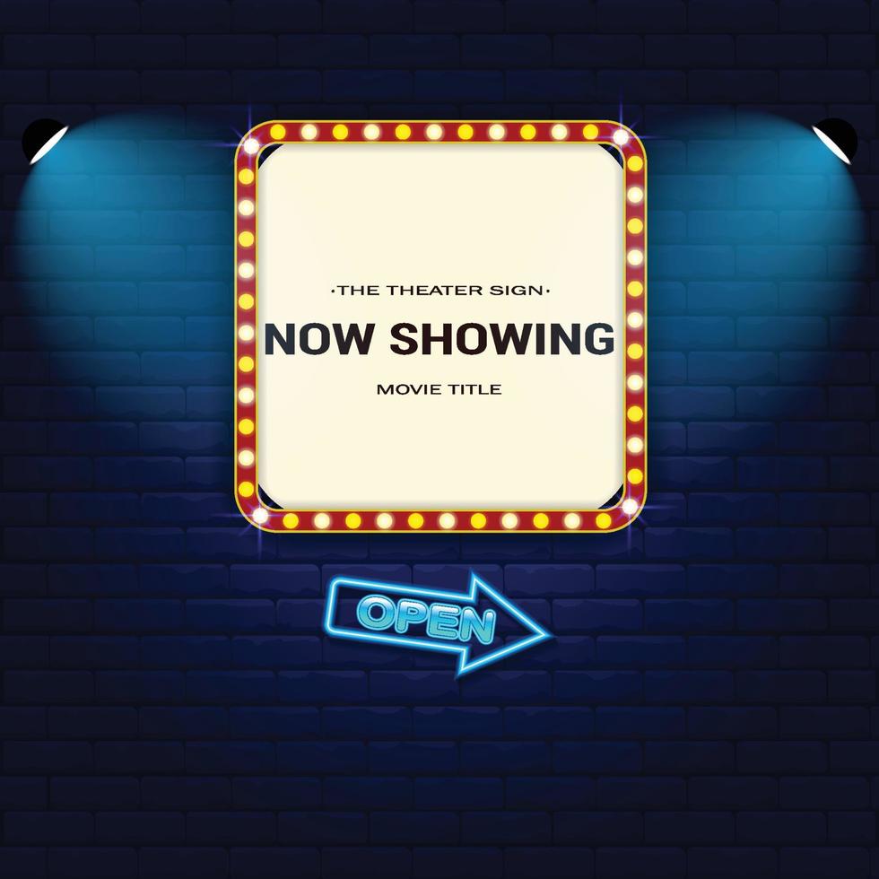 Retro Cinema with Sparking Blue Color and Blue Neon vector