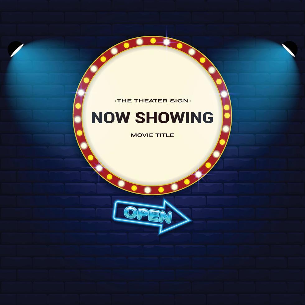 Retro Cinema with Sparking Blue Color and Blue Neon vector