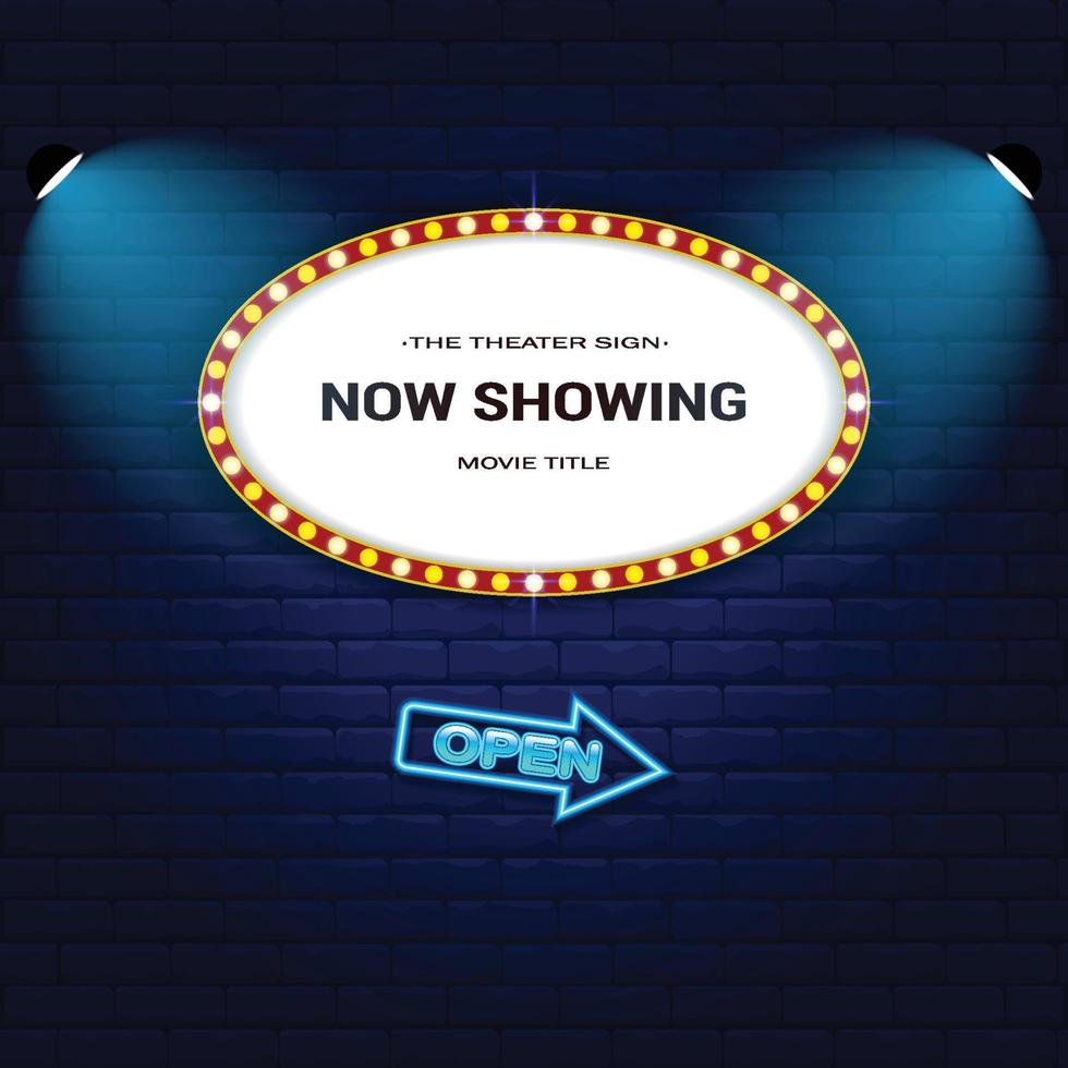 Retro Cinema with Sparking Blue Color and Blue Neon vector