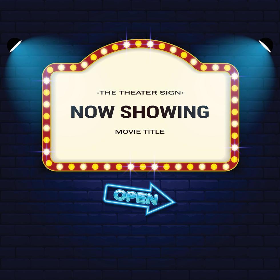 Retro Cinema with Sparking Blue Color and Blue Neon vector