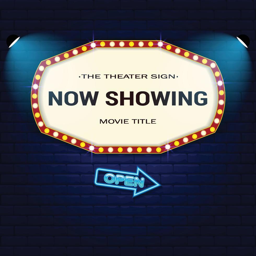 Retro Cinema with Sparking Blue Color and Blue Neon vector