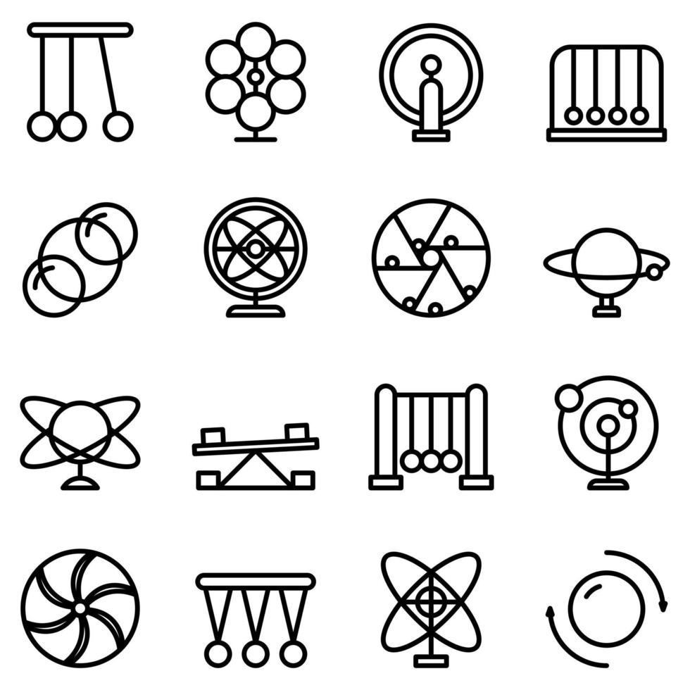Perpetual motion icons set, outline style vector
