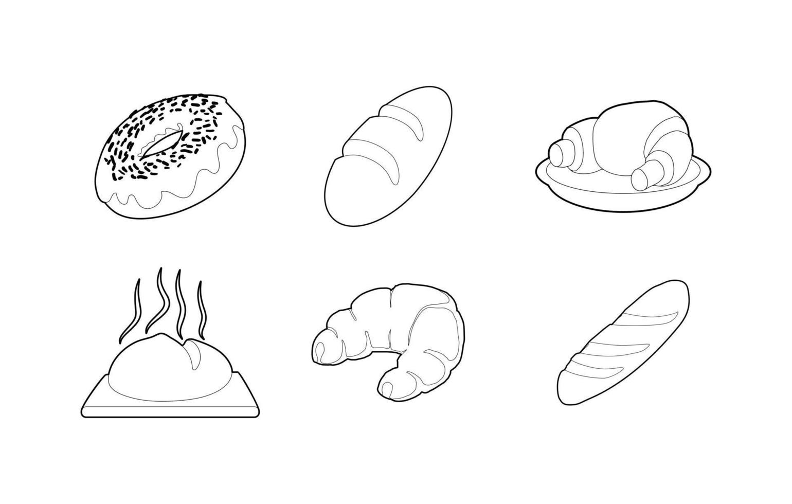 Bakery icon set, outline style vector