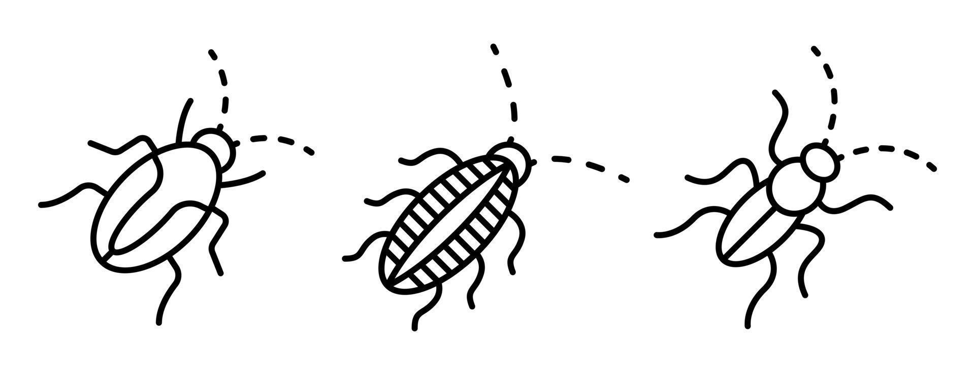 Cockroach icons set, outline style vector