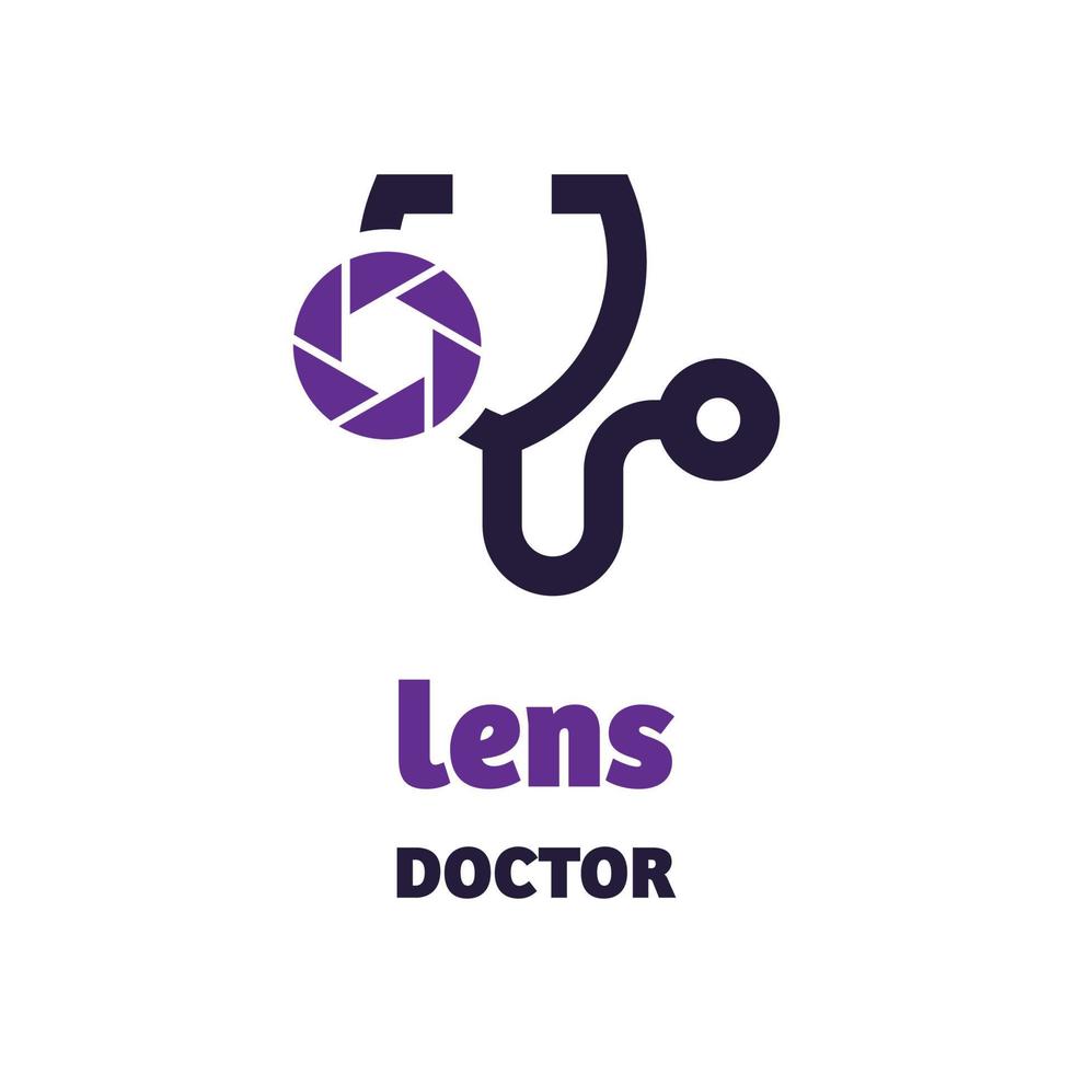 logotipo del médico de la lente vector