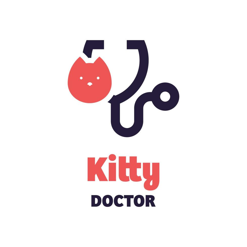 logotipo del médico del gatito vector