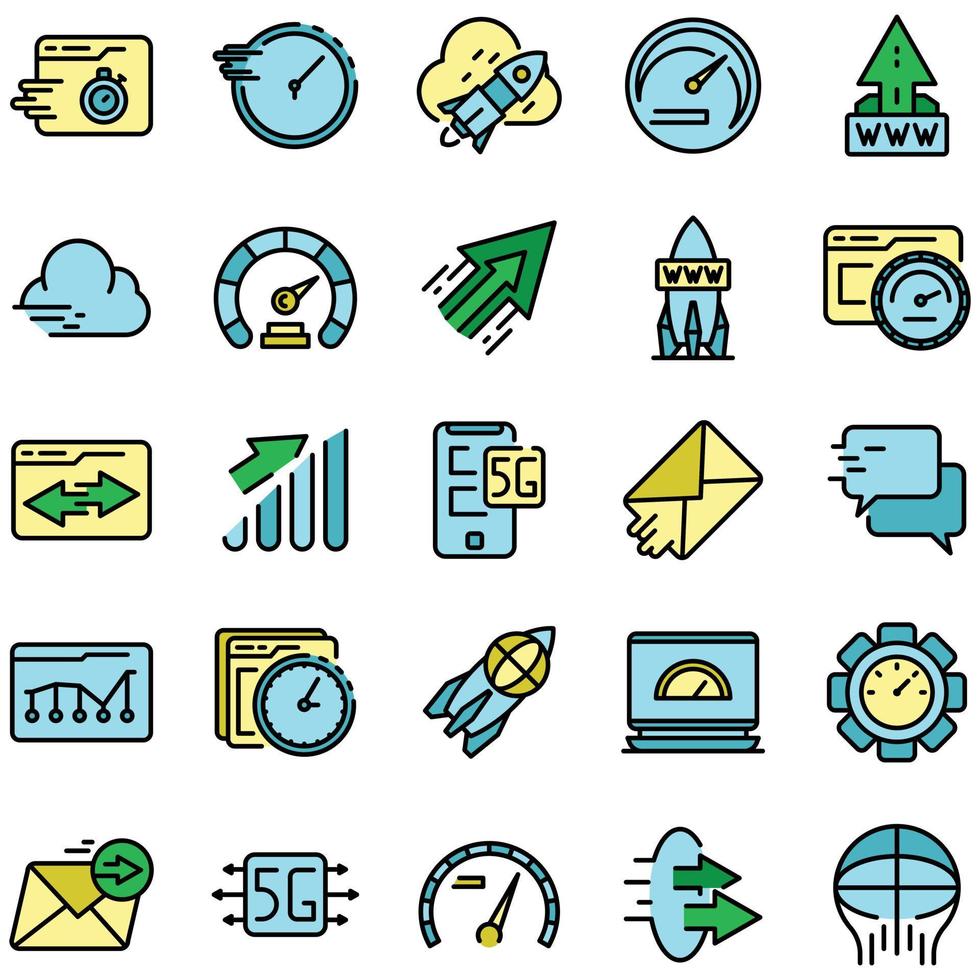 iconos de velocidad de internet establecer vector plano