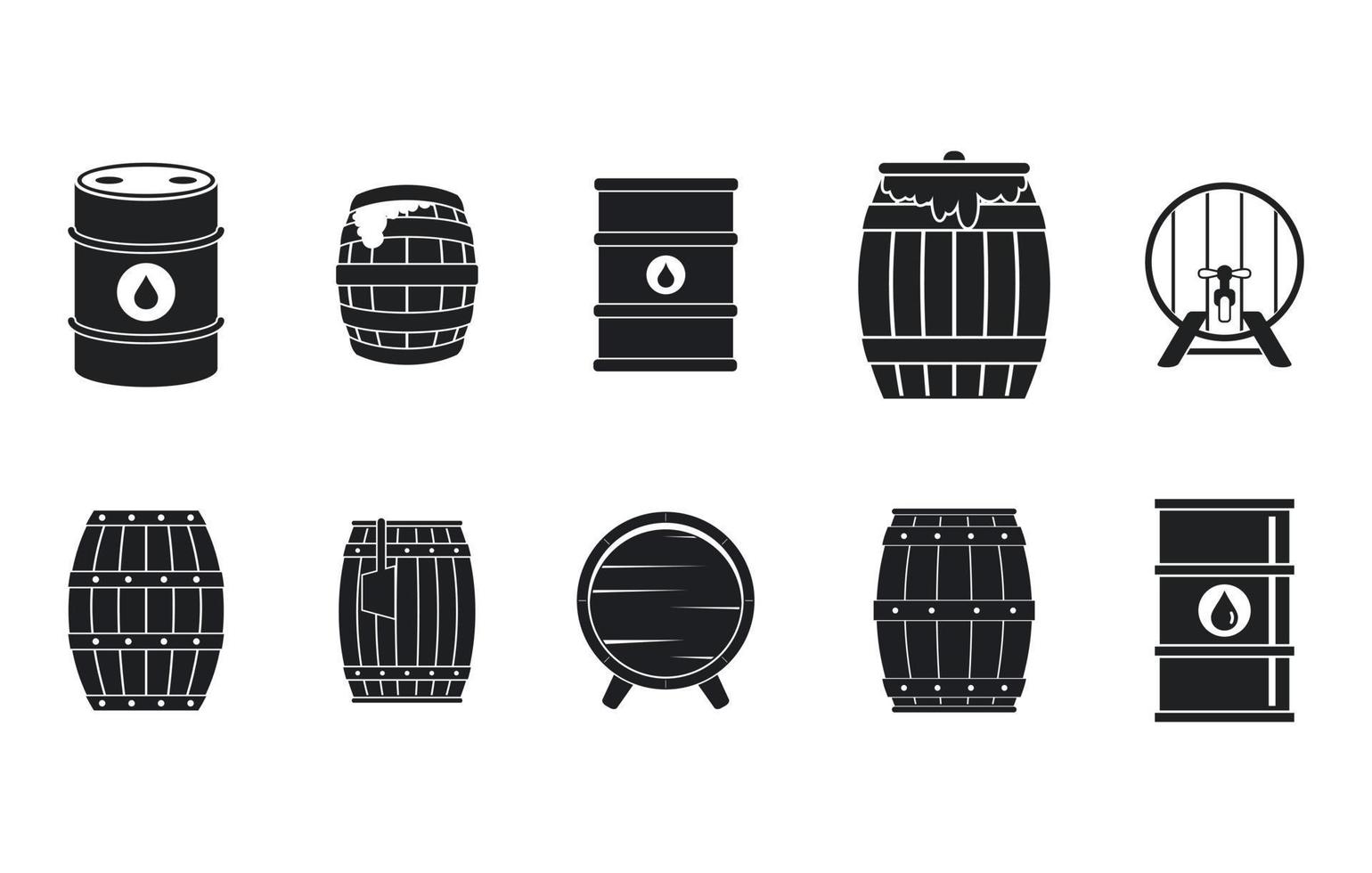 Barrel icon set, simple style vector