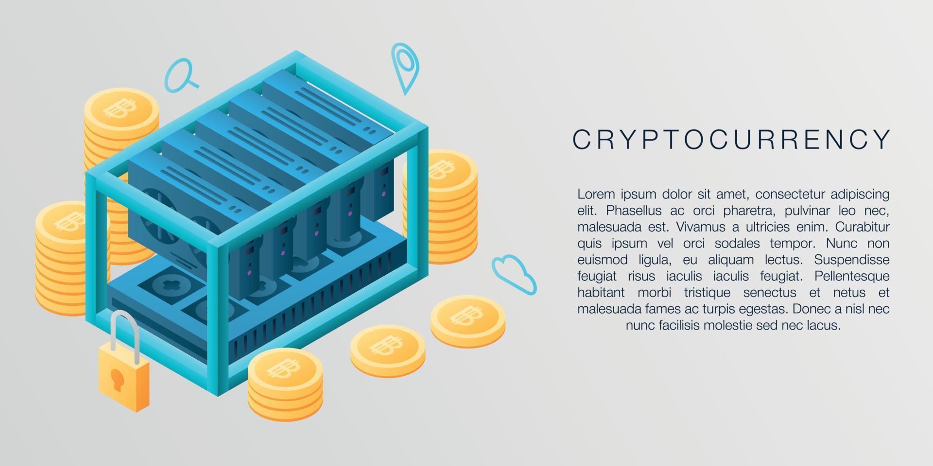 banner de concepto de criptomoneda, estilo isométrico vector