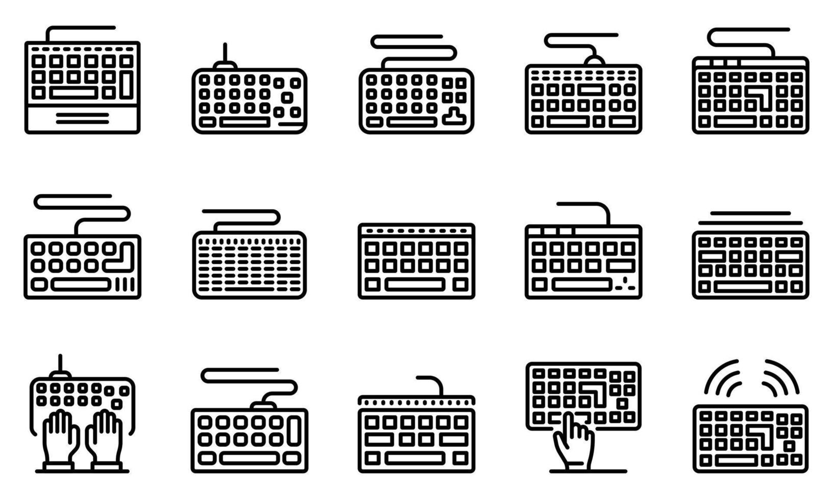 conjunto de iconos de teclado, estilo de contorno vector