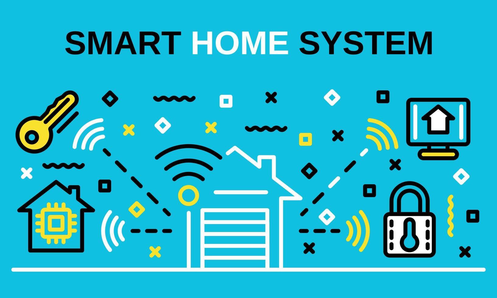 Smart home system banner, outline style vector