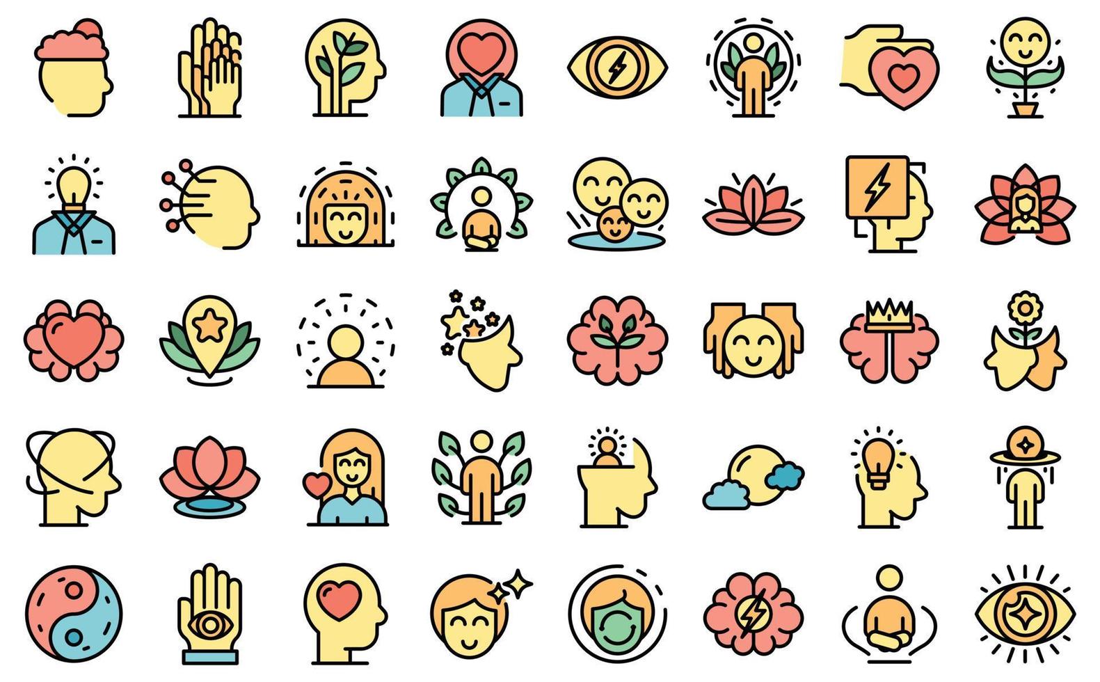 Mindfulness icons set vector flat