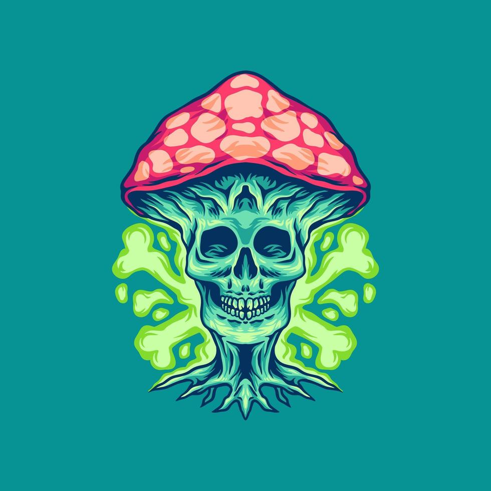 Magic Mushroom Skull Illustration vector