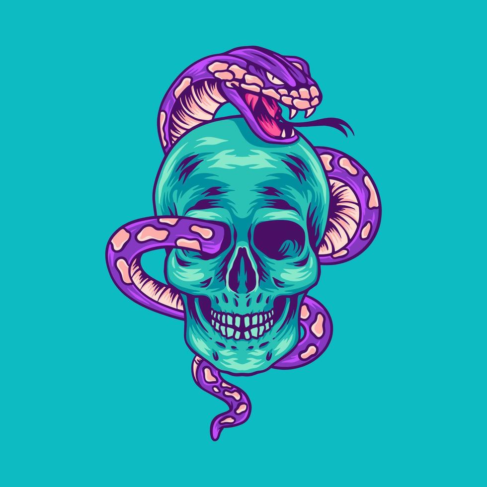 ilustración de calavera y serpiente vector