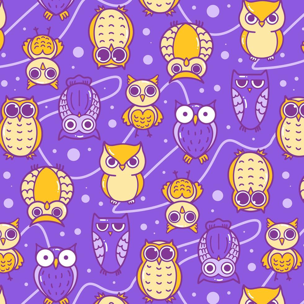 Cute Owl Cartoon Pattern Background vector