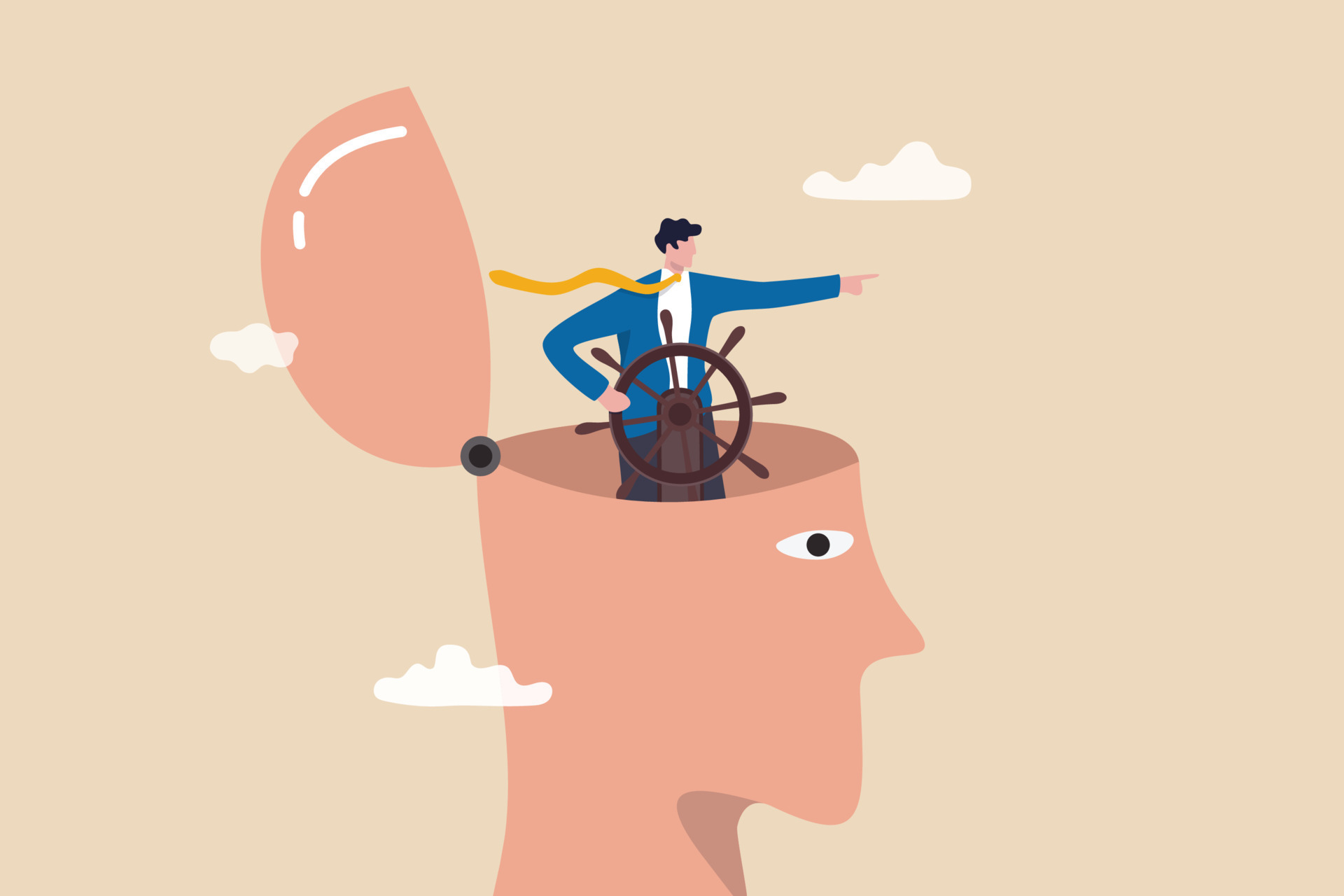 Self-control In Business Management Self control or leadership thinking for business decision or guidance