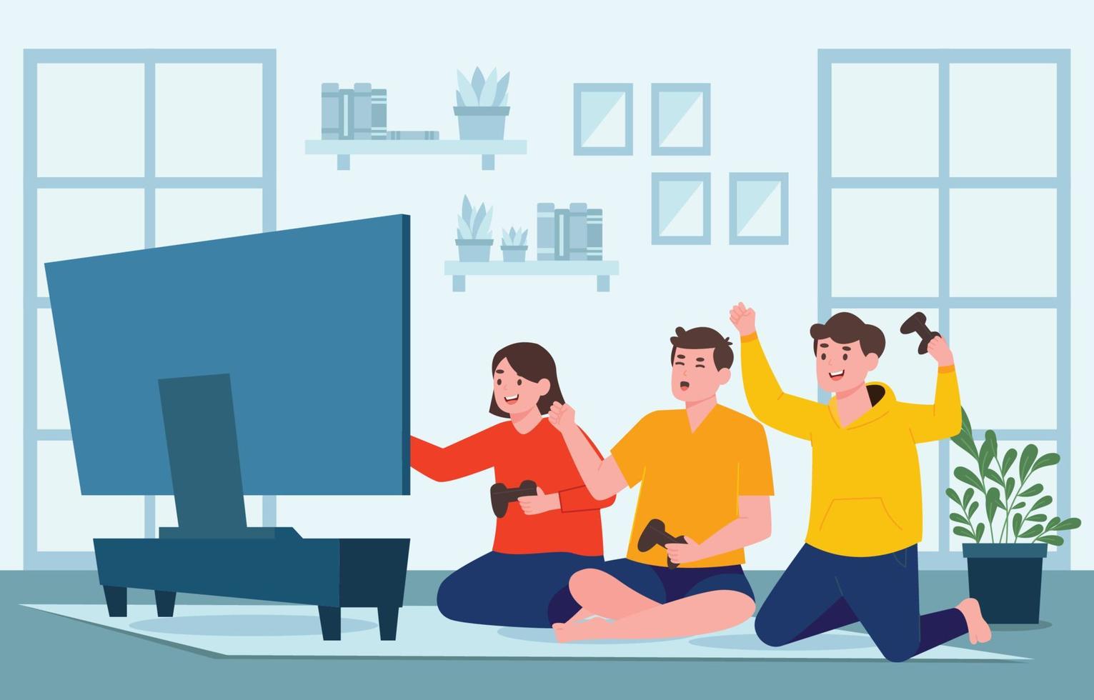 Playing Games At Home vector