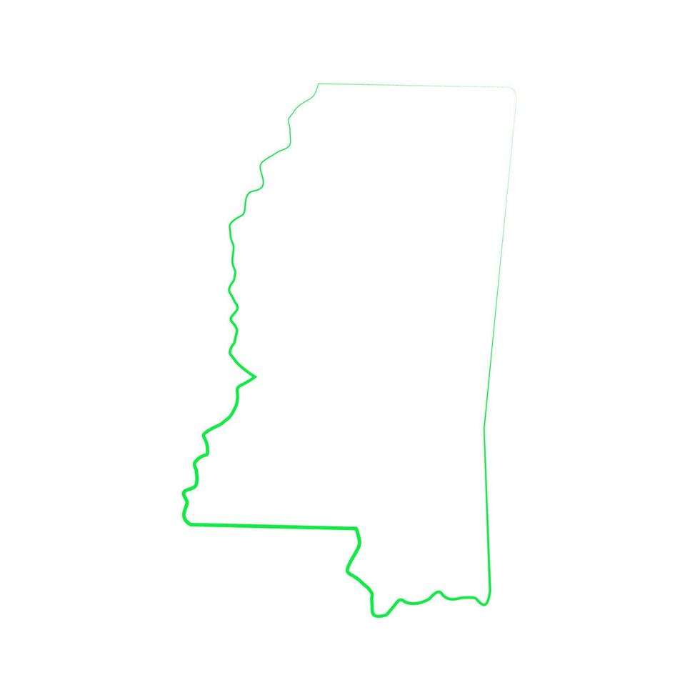 Mapa de Mississippi sobre fondo blanco. vector