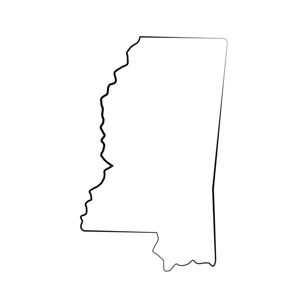 Mapa de Mississippi sobre fondo blanco. vector