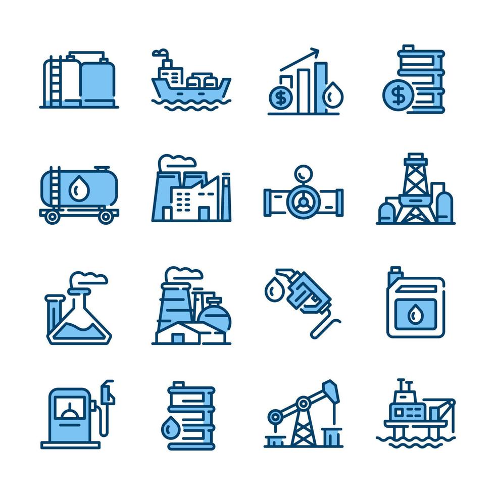 conjunto simple de iconos de línea vectorial relacionados con la industria petrolera. signo de estilo lineal para concepto móvil y diseño web. icono de vector de línea. símbolo, ilustración de logotipo.