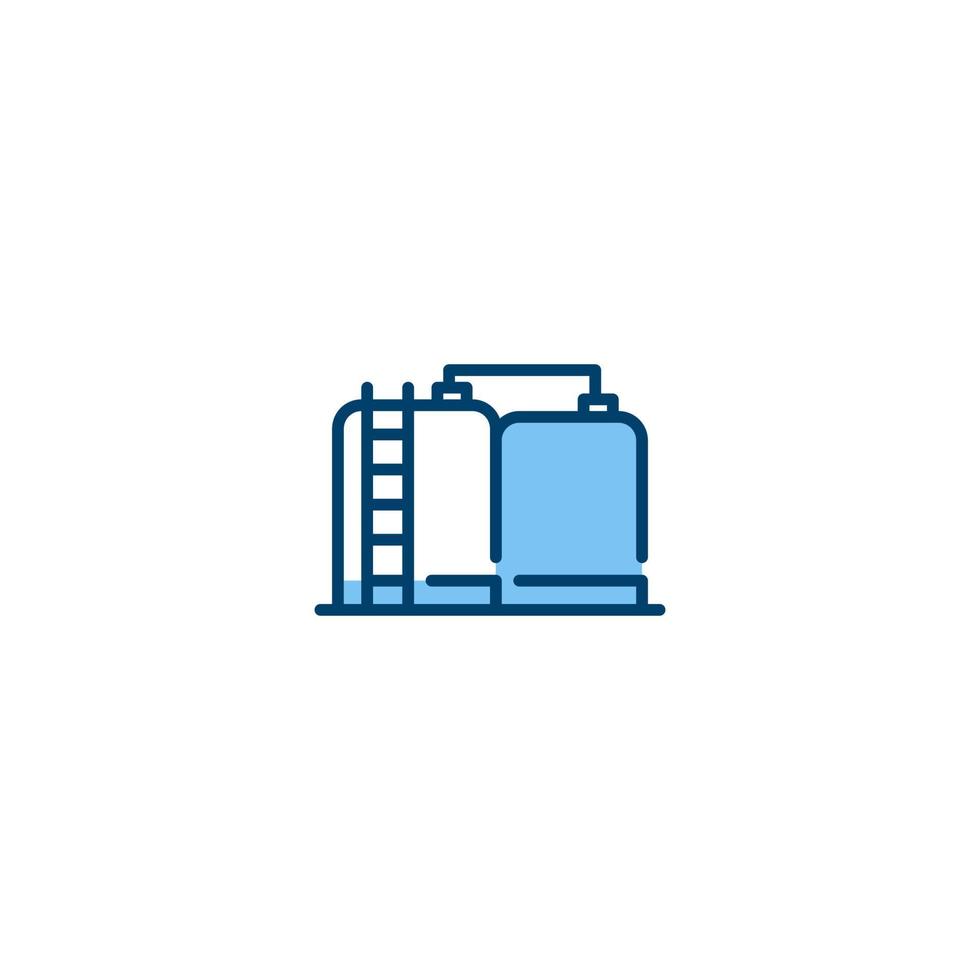 Oil storage filled line icon. linear style sign for mobile concept and web design. Outline vector icon. Symbol, logo illustration. Vector graphic