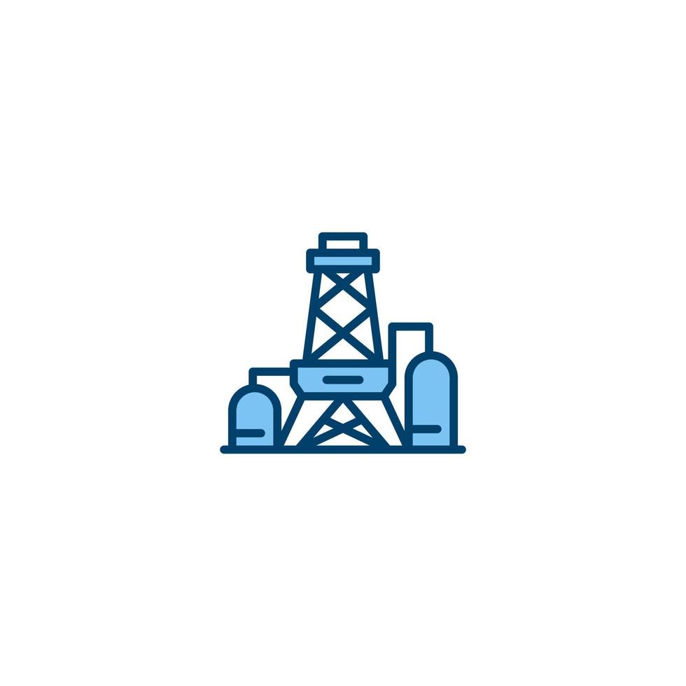 Drilling rig filled line icon. linear style sign for mobile concept and web design. Outline vector icon. Symbol, logo illustration. Vector graphic