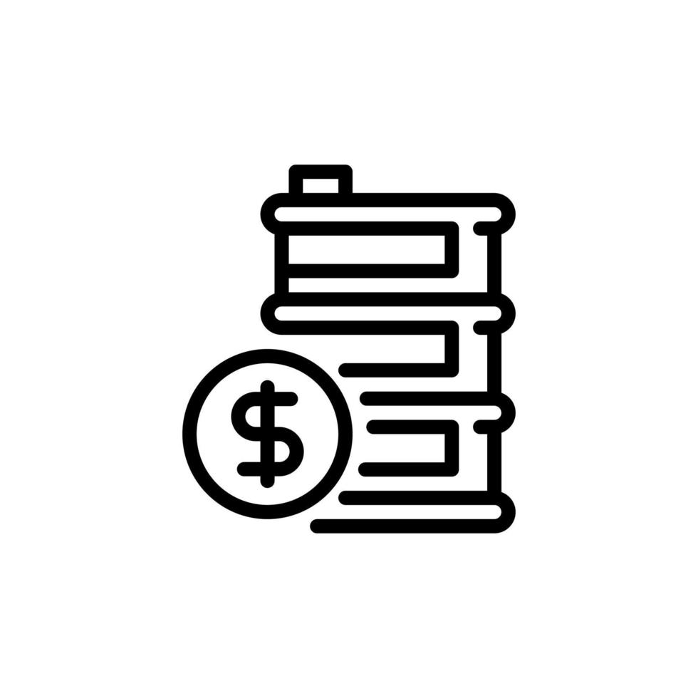 icono de línea llena de precio del petróleo. signo de estilo lineal para concepto móvil y diseño web. icono de vector de contorno. símbolo, ilustración de logotipo. gráfico vectorial