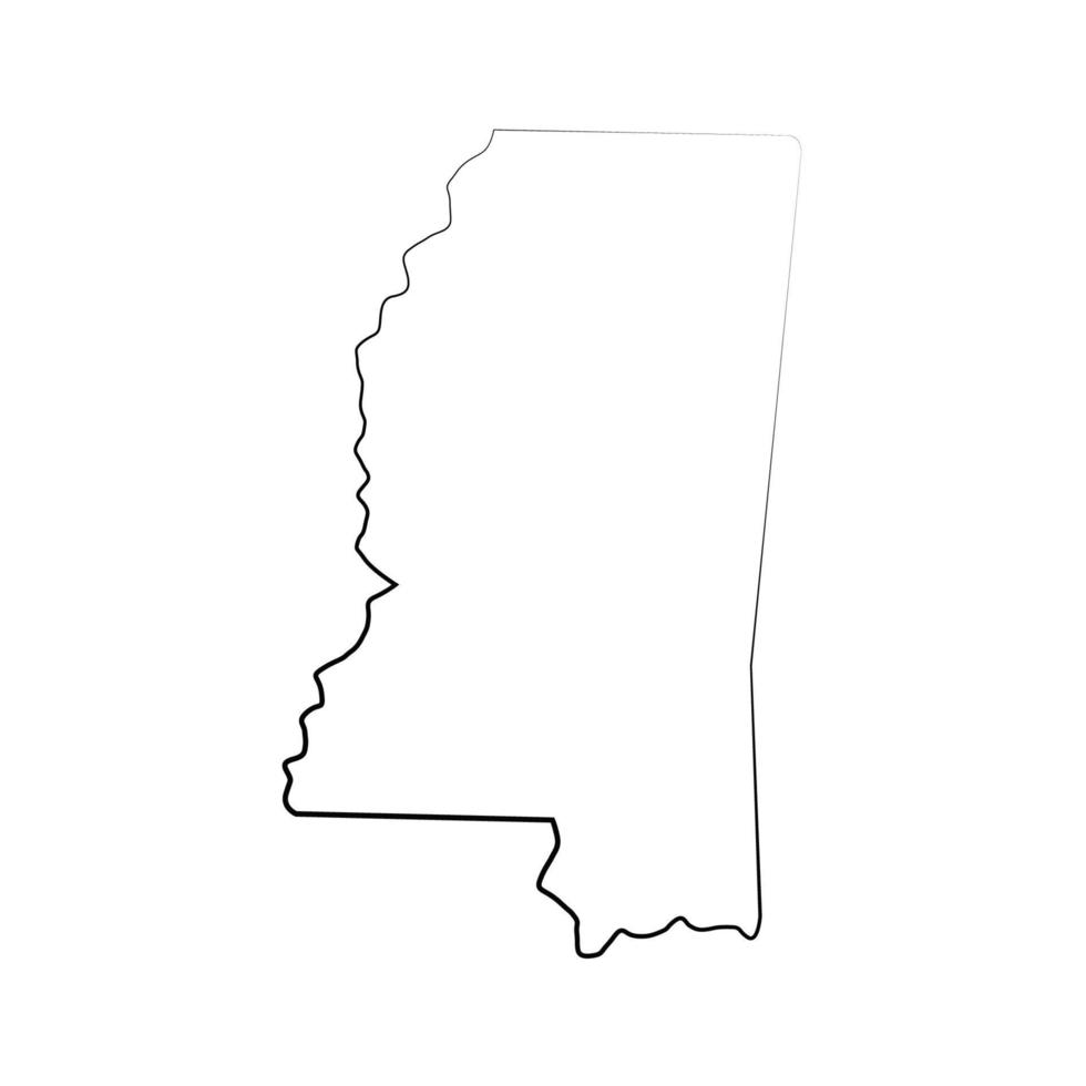 Mapa de Mississippi sobre fondo blanco. vector