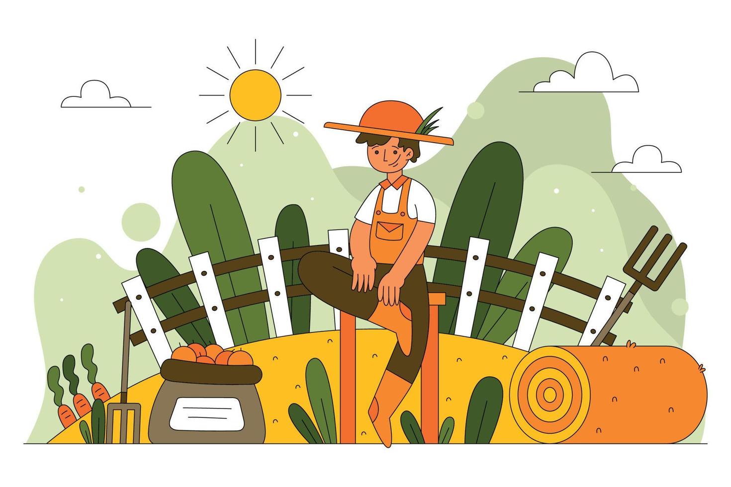 Organic Farming Concept Flat Illustration vector