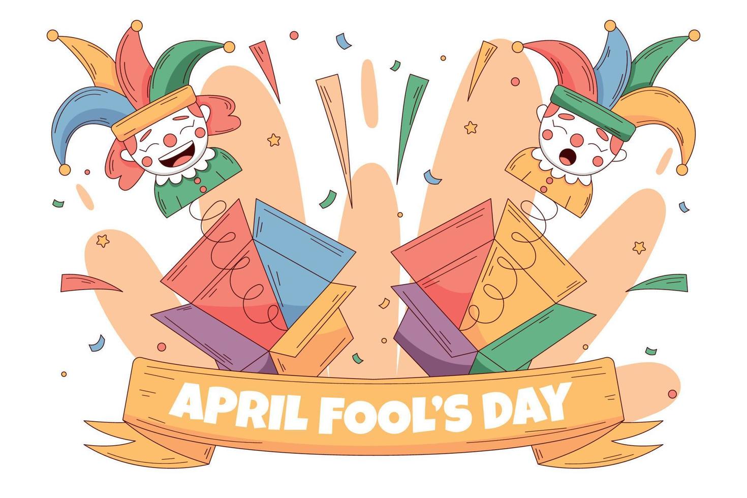 Clown In the Box Surprising Cartoon Illustration vector