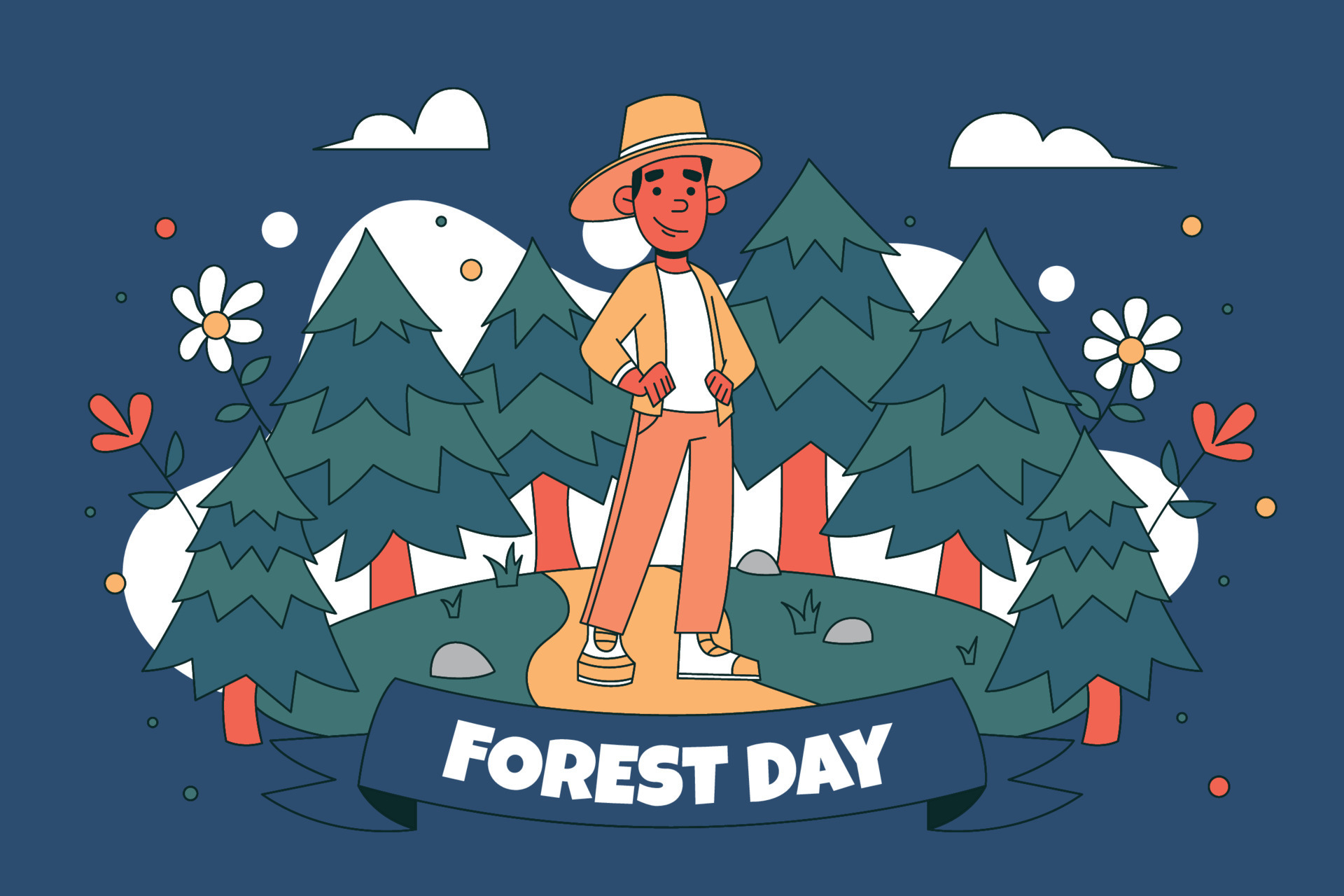 Happy Forest Day Flat Illustration 8461557 Vector Art at Vecteezy